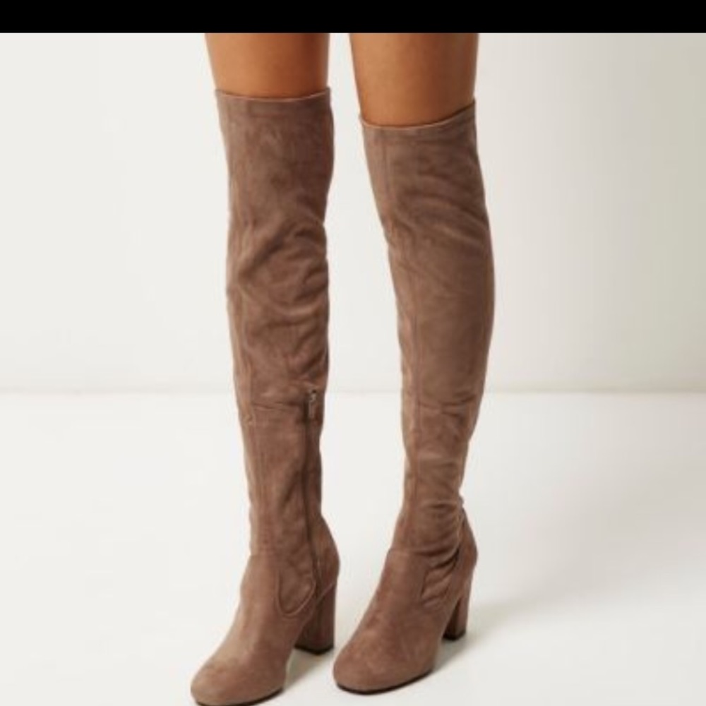 Suede knee high boots